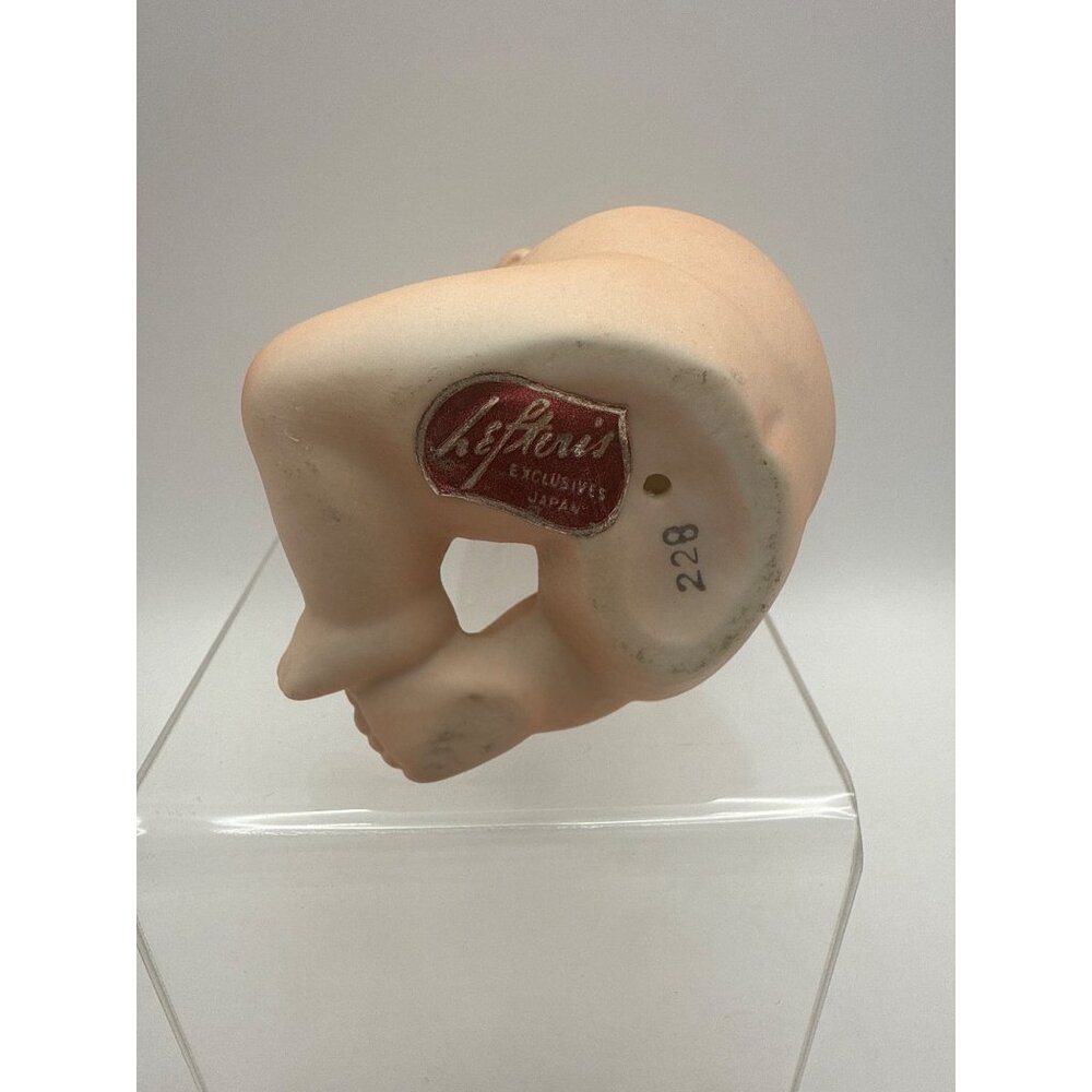 Vintage Lefton Kewpie Baby Sucking Thumb Bisque Blue Wing Figurine 4.5 in Tall - Picture 5 of 7